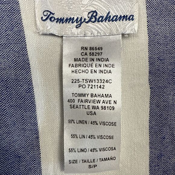 Tommy Bahama Women Size S Linen Shirt Beach Stripe Rugby Boyfriend Swim Coverup - Picture 2 of 8